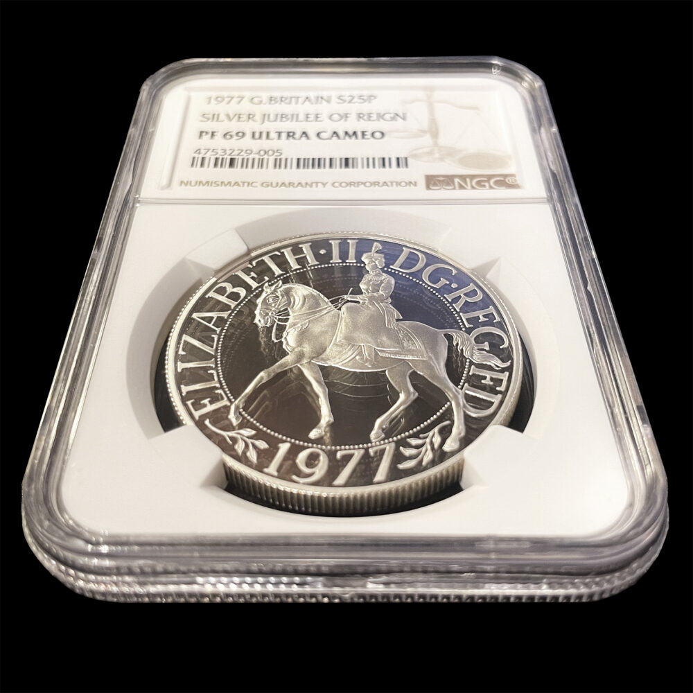 【NGC鑑定】1977 エリザベス2世 即位25周年記念 25ペンス白銅貨